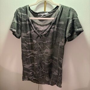 Pam & Gela Gray Camouflage Short Sleeve Tee